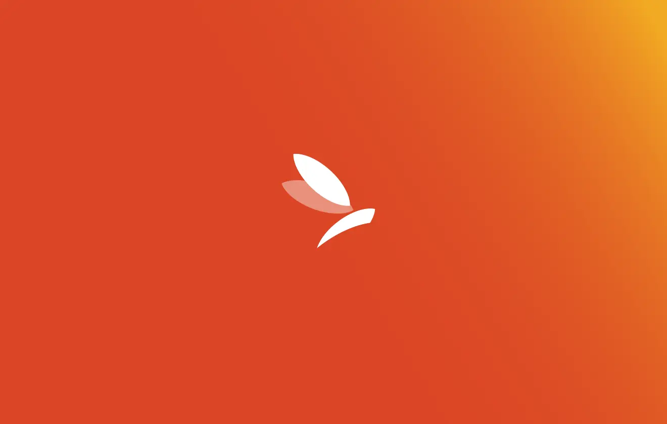 Símbolo blanco de ACCK Consulting sobre fondo naranja