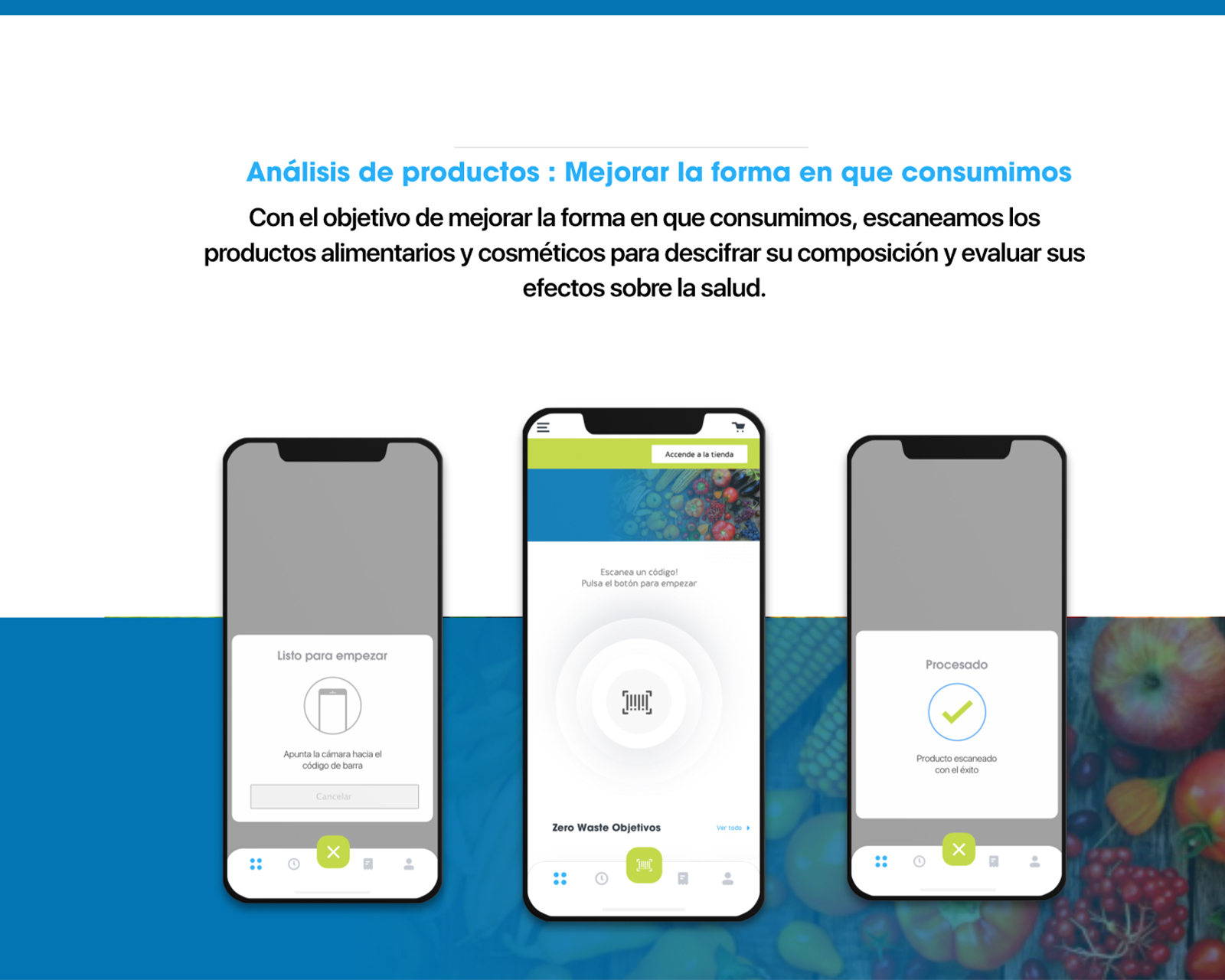 Análisis de un producto mediante escaneo en la aplicación