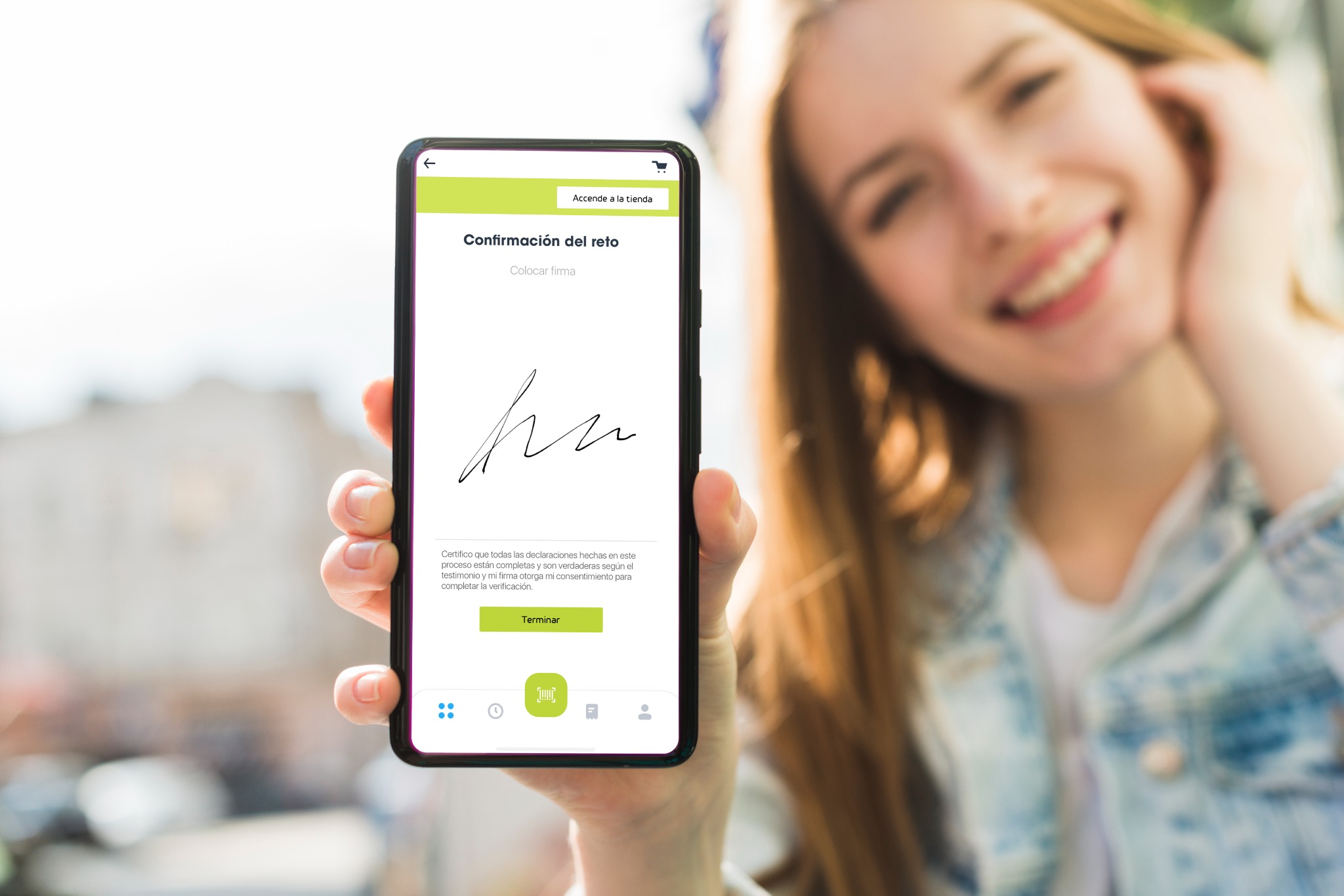 Detalle de la firma digital para confirmar un reto
